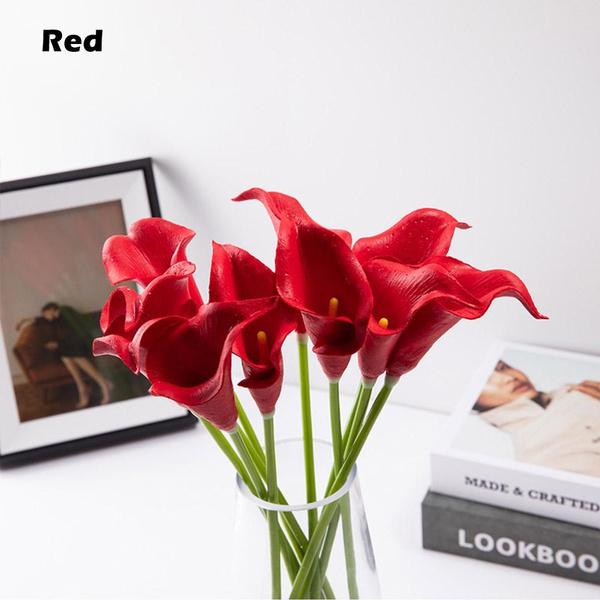 

2 Pcs Artificial Flexional Stalk Calla Wedding DIY Posy Bouquet Office Decorative Home Decor красный