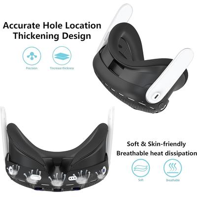 New 1 X New Silicone VR Shell Protective Cover for Quest 3 Headset Accessories Black