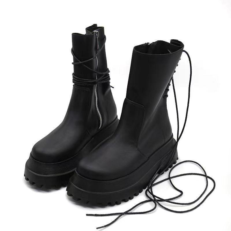 Autumn and winter new Martin boots rear strap women's boots soft leather British style versatile thick-soled short boots thin boots women