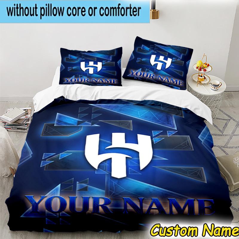 3pcs Custom Name Hilal FC Crest Bedding Set Includes 1 Duvet Cover & 2 Pillowcases for All Seasons Dormitory Home Decor Christmas Gifts