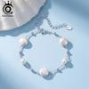 ORSA JEWELS 925 Sterling Silver Natural Chunky Pearl Chain Bracelet for Women Fine Retro Party Hand Chain Jewelry GPB59