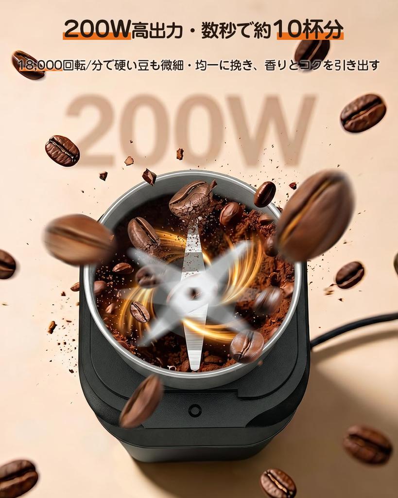 LAZYME Electric Coffee Grinder Stepless Grind Separable [Cup Washable, 18,000 RPM] Adjustment, Design, Multi-functional.