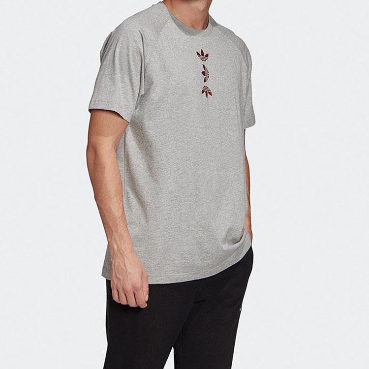 Adidas Originals Trefoil Zeno Tee With Woven Label Logo Short Sleeve Men Tops Medium-Hemp-Grey FS7328