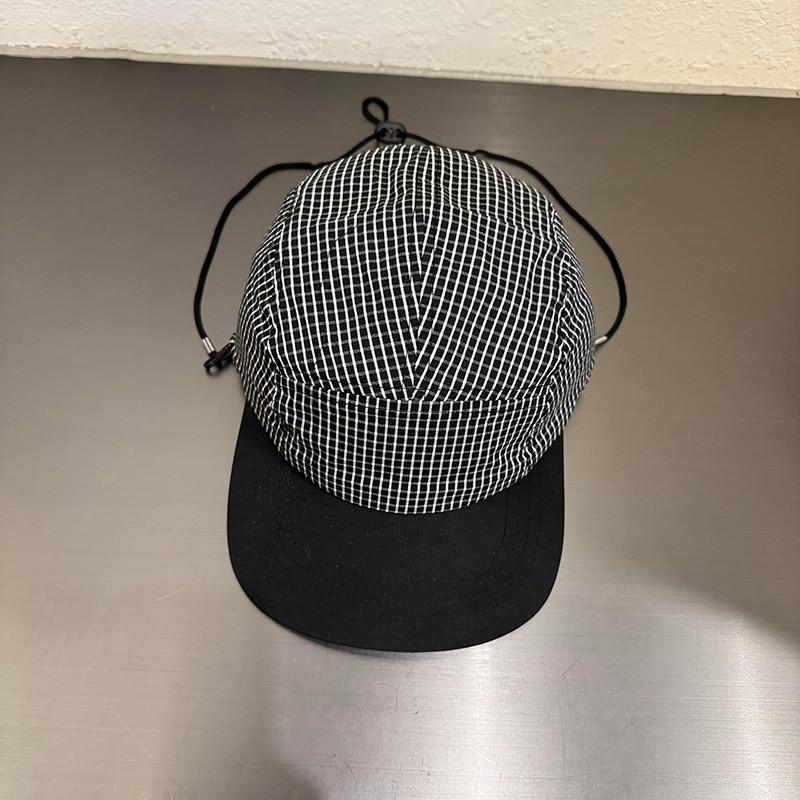 White Black Checker Pattern Women Outdoor Baseball Hat With Material Breathable