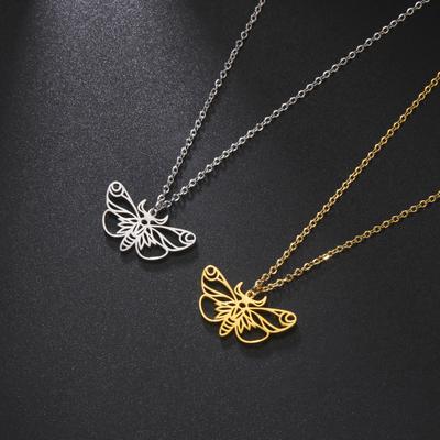 Vintage Moon Phase Luna Death Moth Pendant Necklaces for Women Stainless Steel Personality Gothic Butterfly Jewelry Gifts
