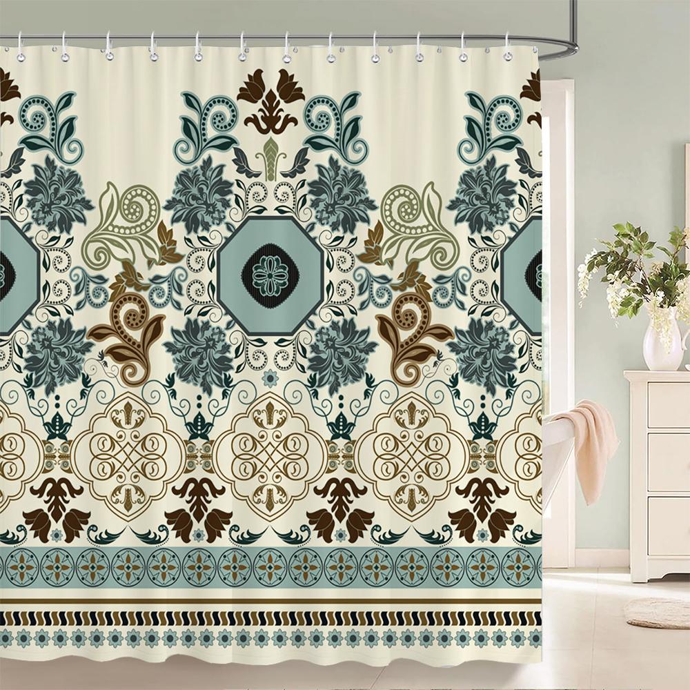 Bohemian style Shower Curtains Waterproof Polyester Fabric Boho Bath Curtains For Bathroom Bathtub Curtain With Hooks