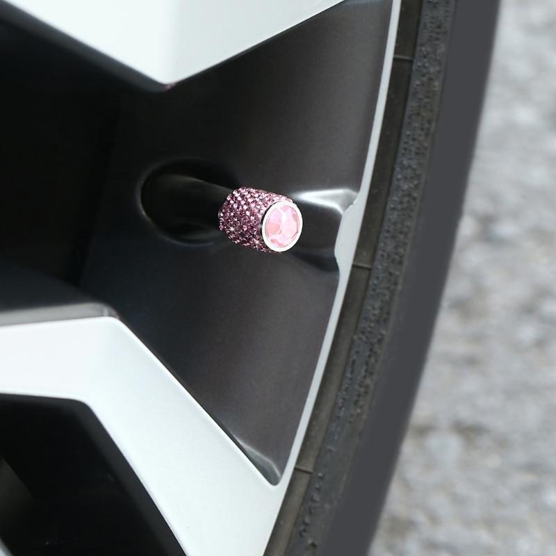 4pcs Rhinestones Tire Valves  Caps General  Dustproof & Rustproof Tire Caps Decorative Car Valves  Caps for Car & Bike