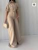 Women's Fashion Jumpsuit: New Loose-Fit, Waist-Slimming Wide-Leg Pants with Lapel Workwear Design.