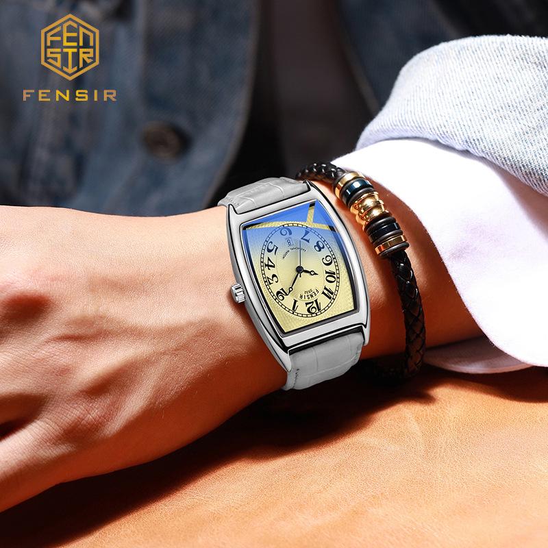 Fins Men's Tonneau Classic Blue Light Retro Business Waterproof Quartz Watch