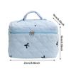 Cute Large Quilted Makeup Bag Embroidered Bow Travel Handheld Cosmetic Bag Coquette Aesthetic Toiletry Bag for Women Girls