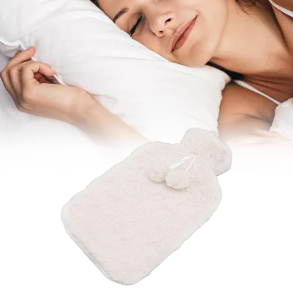 Hot Water Bottle 2000ML Water Injection Hot Water Bag With Plush Cover for Discomfort Relief