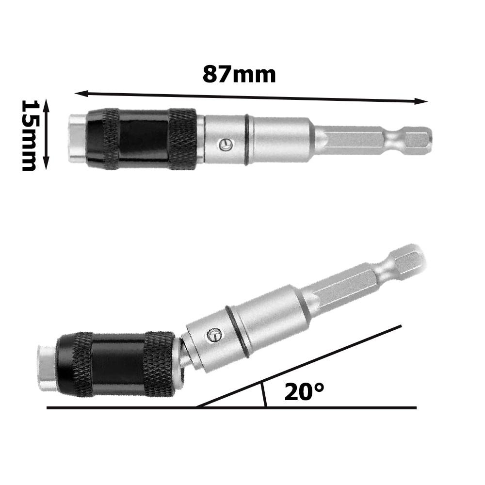 1/4 Pivoting Magnetic Screw Drill Bit Tip Holder Screwdriver Woodworking Tool Quick Change Locking Bit Extension Rod