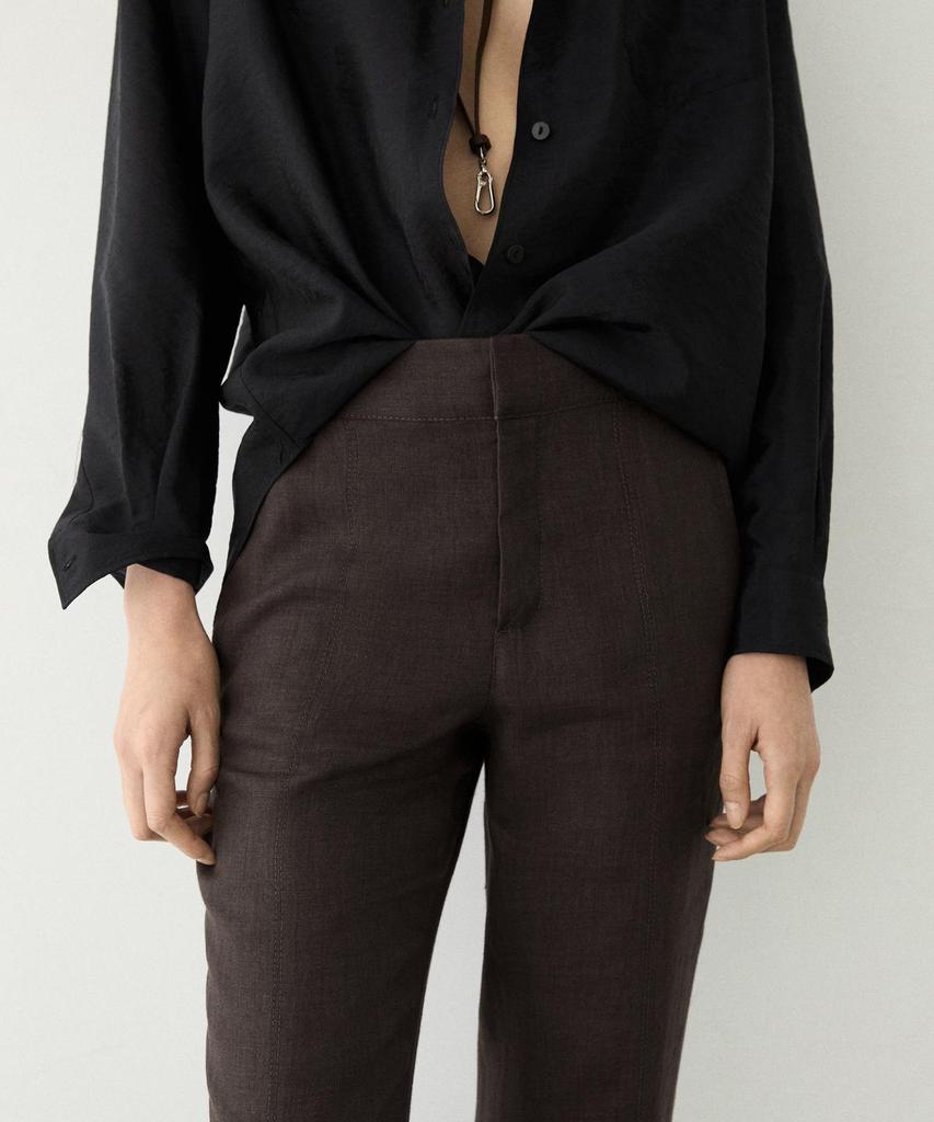 Masimodutti 100% Linen Kick Bell-Bottom Pants