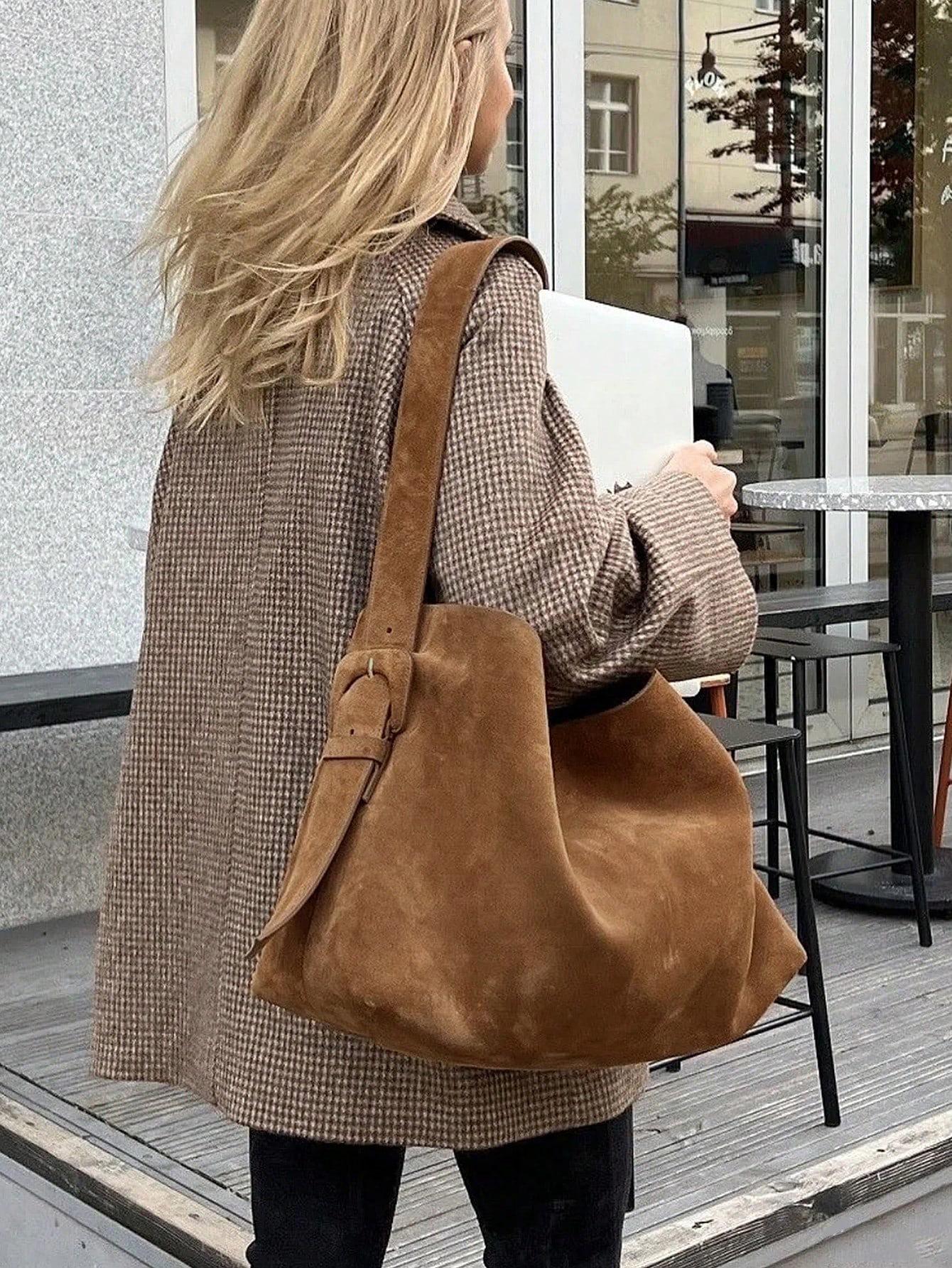 Large Capacity Shoulder Bag Women Luxury Matte Leather Bucket Bag Women Vintage Large Capacity Tote Woman Single Shoulder Bags кофейный