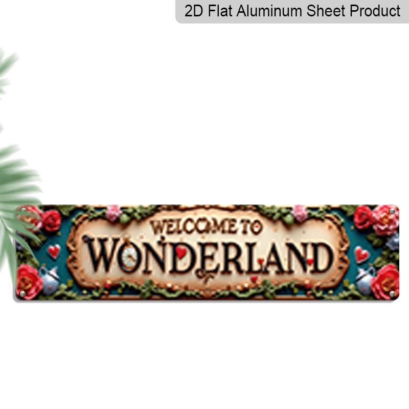 

2D Flat Retro European Welcome To The Dream World Aluminum Sign -15.7×3.94inch Wall Art Featuring Floral and Heart-Shaped Cutouts, Rustic Home 40cm x 10cm