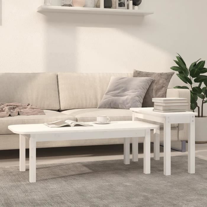 VidaXL Ensemble de tables basses 2 pcs Blanc Bois massif de pin 822363