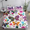 3pcs Neon Butterfly Girl Duvet Cover Set EU Single Double King US Twin Full Queen Size  Bed Linen Set Washed Cotton Duvet Cover