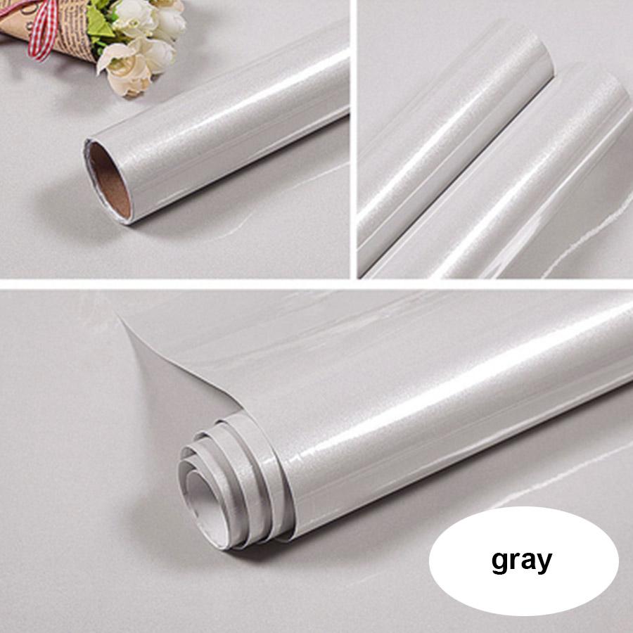 Pearlescent Solid Color Oil-proof PVC Wallpaper Self-adhesive Waterproof Renovation Sticker for Kitchen Furniture Table Cabinet