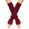 Women's Winter Warm Wool Gloves, Fingerless Long Sleeves, Solid Color, Extended Gloves