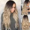 New Medium Long Curly Hair Bleaching and Dyeing Gradual Change Blonde, Female COS Long Hair Chemical Fiber High Temperature Silk