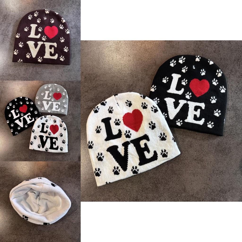 Love Letter Pattern Knitted Winter Beanie Hat For Women And Men Warmth
