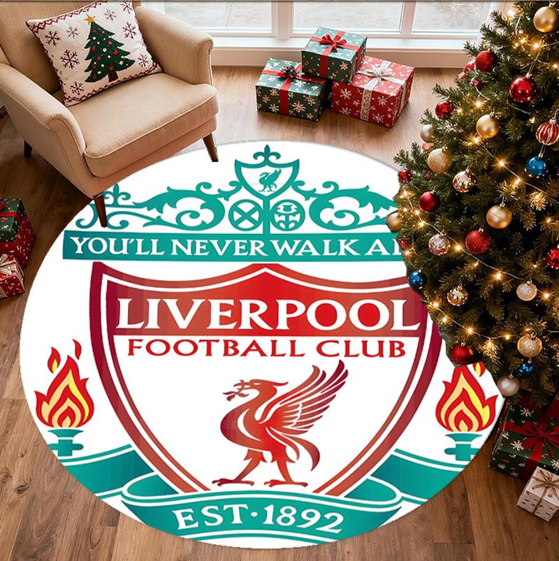 Liverpool F.C Pattern Round Rug, Indoor/Outdoor Mat, for Picnic, Gameroom, Bedroom, Office, Living Room, Home Decor Carpet, Birthday Gift