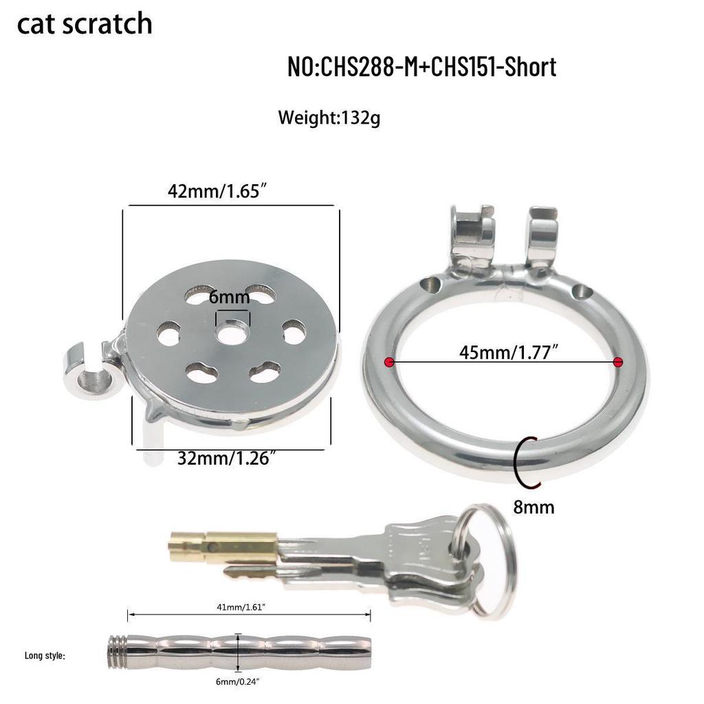 Stainless Steel CB Purity Device: Cat Paw Chastity Lock with Tube for Men