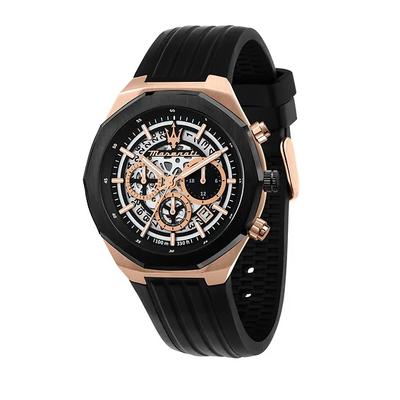 Stile Chronograph Rubber Strap Black Skeleton Dial Quartz R8871642003 100M Men's Watch
