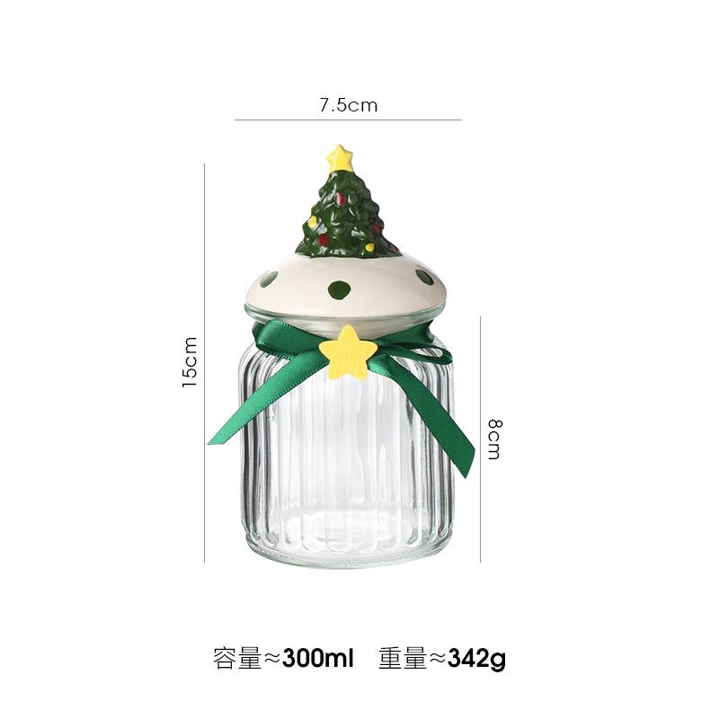 Christmas Style Candy Jar Biscuit Nut Sealed Jar Snack Storage Food Grade Glass Storage Jar