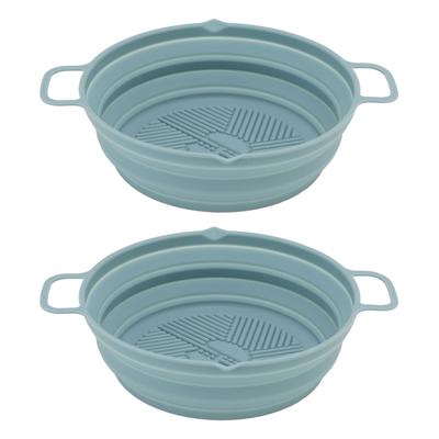 2pcs Fryer Silicone Liner Collapsible Food Grade Silicone Pot for Air Cooker Round Fryer Silicone Basket Blue
