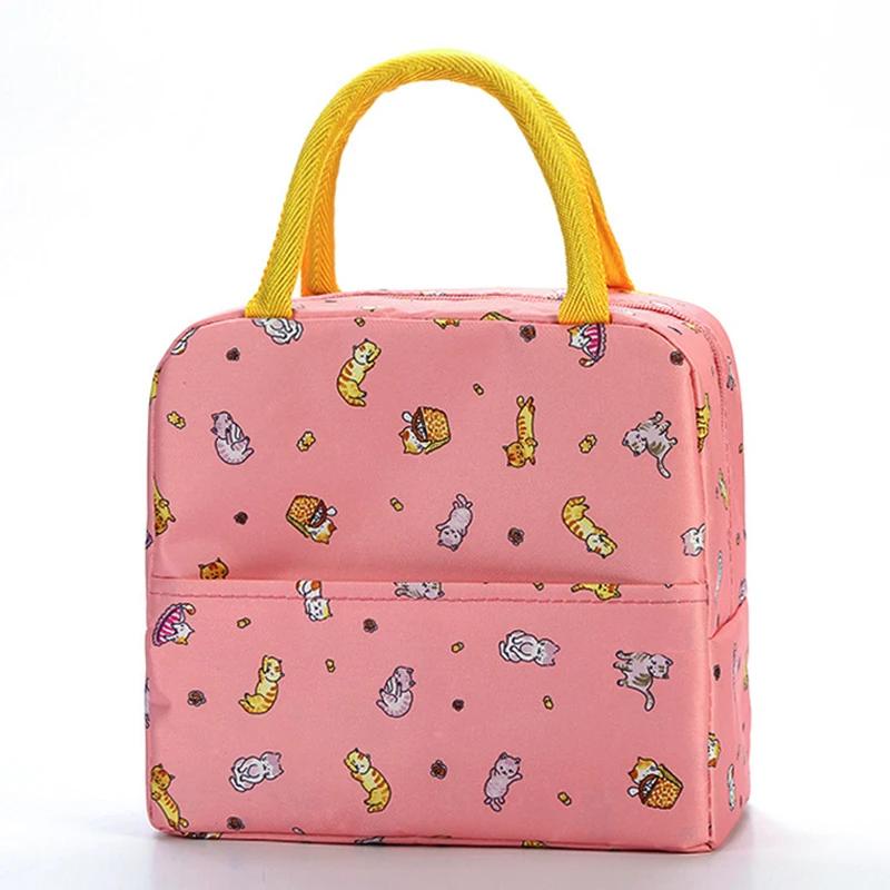 Travel-Friendly Lunch Bags Thermal Insulation Lunch Box Storage Bag Children School Lunch Box Bag Picnic Storage Large Capacity Tote розовый