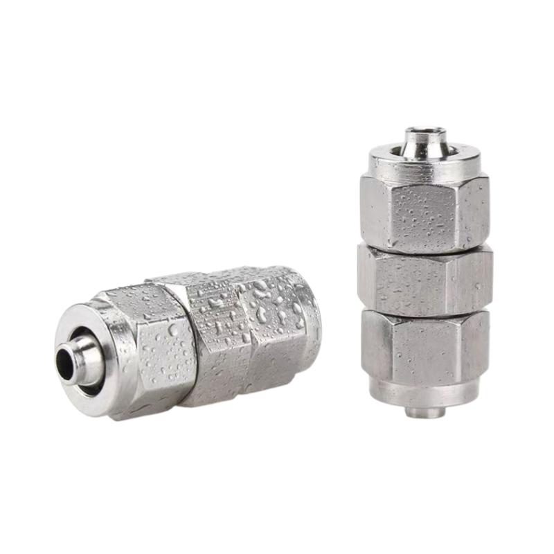Fit Hose OD 4/6/8/10/12/14/16mm 304 Stainless Steel Quick Fit Pipe Fitting Union Pneumatic Fast Twist Fittings Air Tube Straight