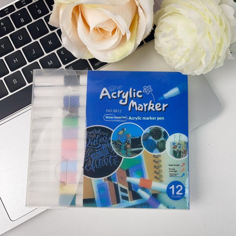 24 Colors Acrylic Paint Markers Waterproof Vibrant Colors For Art Creation Diy Crafts Drawing School Projects