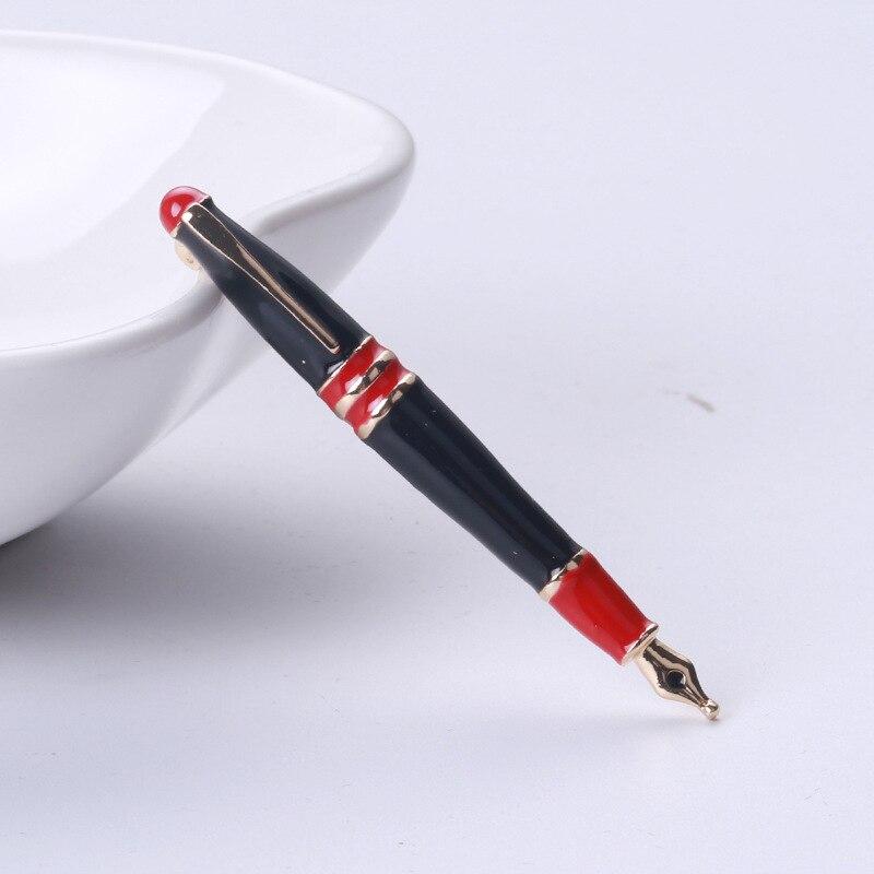 Blucome Enamel Pen Brooches for Women Red Black White Pen Teachers Students Fashion Jewelry Pins Gifts