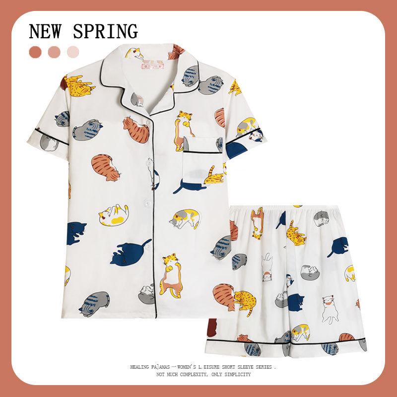Women’s Cute Cotton Short Sleeve Pajama Set - Summer Style
