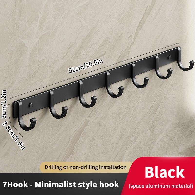 Freies Stanzen Wandmontierter Badezimmerhaken Türhaken Weltraumaluminium Wandhaken (3/4/5/6/7) Halterung