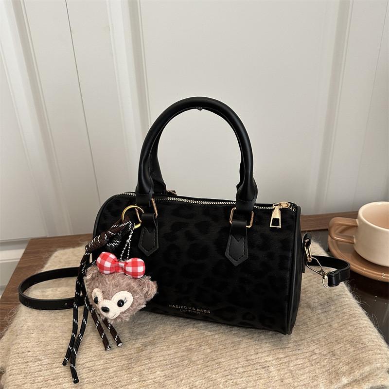 Leopard Print Vintage Small Shoulder Bag With Zipper For Daily Casual Use