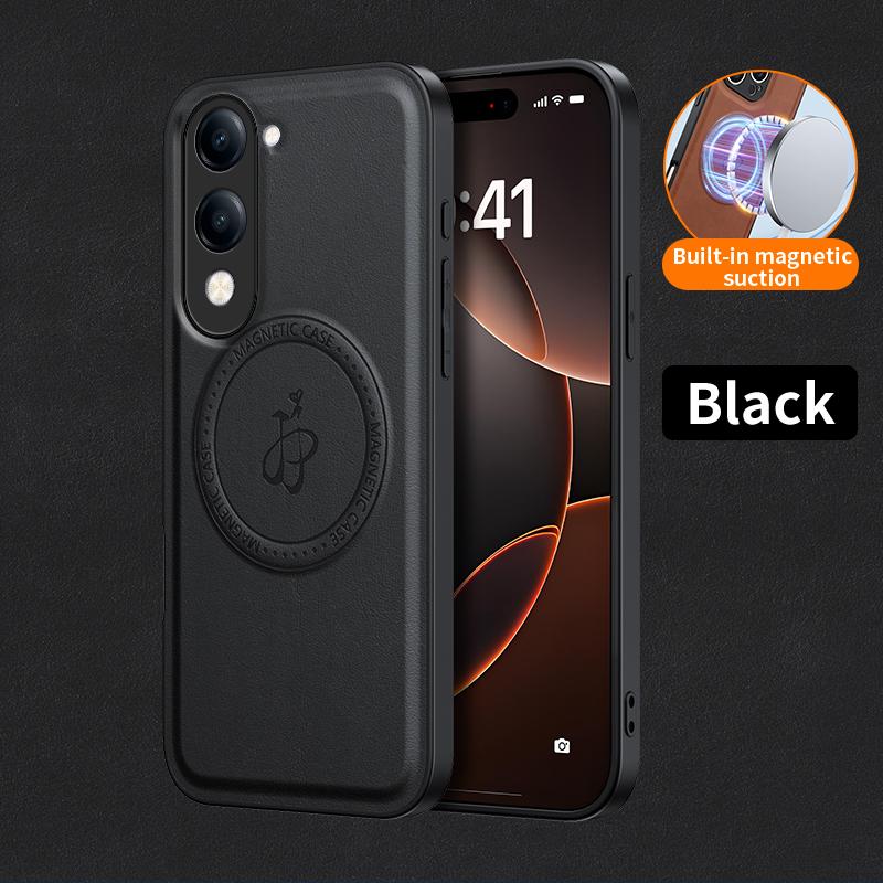 Wireless Charging Magnetic Case for Vivo Y04 Y29 4G Y39 Y29S 5G Protective Cover PU Leather Hard Back Shell Coque