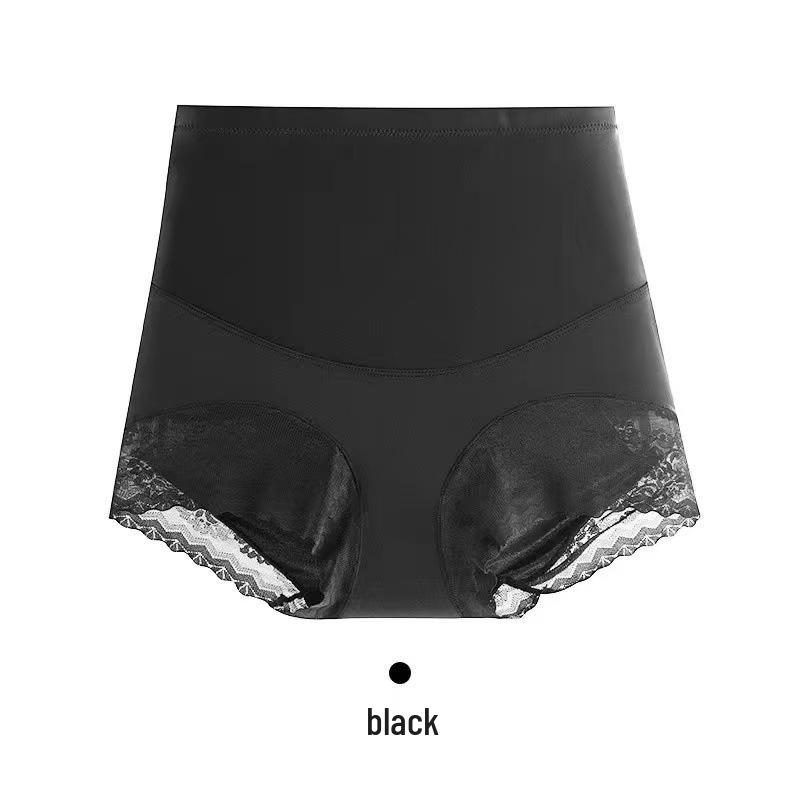 

Бесшовные формирующие трусики с высокой талией из ледяного шелка и кружевом для контроля живота с хлопковой ластовицей XL (125-150 lbs)