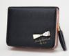 PU Mini Ribbon Cute 151124 [Fair Fairy] Women's Bi-fold Wallet, Leather, Wallet, Design, Gift, (Black)
