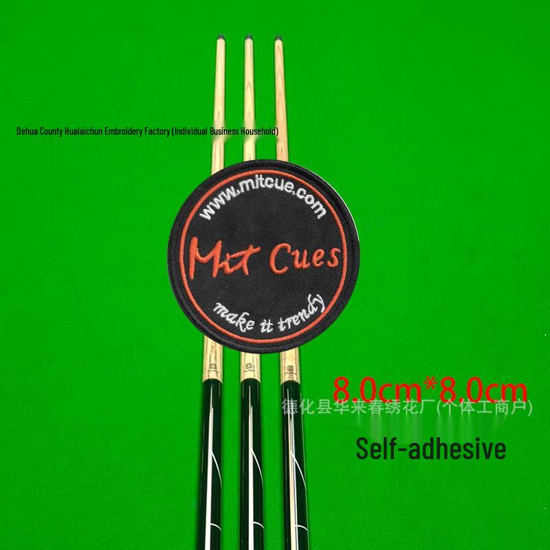 Billiard Cue Case Velcro Patch: Embroidered Logo Self-Adhesive Wrap Badge