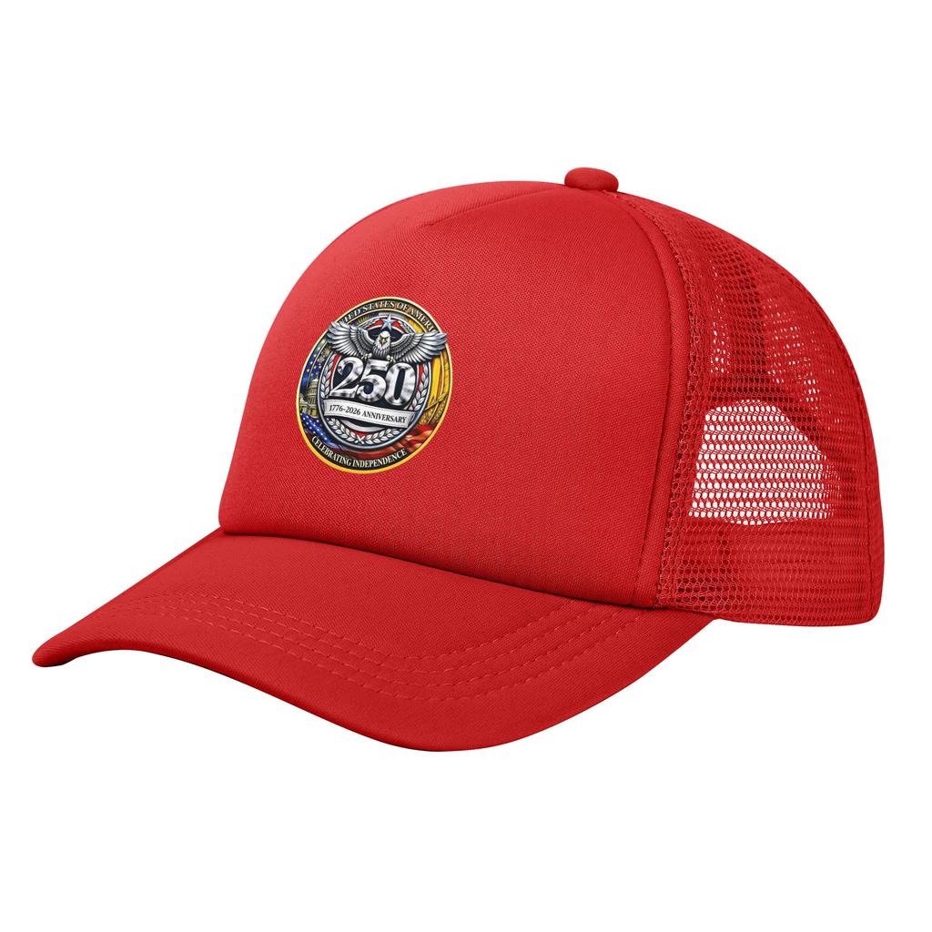 250 Years American Anniversary Foam Trucker Hats Women Men Summer Cooling Mesh Snapback Cap Stylish Sun Cap Adjustbale