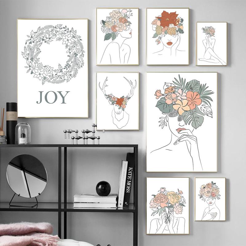 

Фрукты Светлый цвет Растение Абстрактная Женщина Настенное Искусство Холст Живопись Скандинавские Плакаты И Принты Настенные Картины Для Декора Гостиной