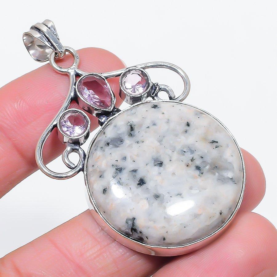 

Natural K2 Blue Azurite, Kunzite 925 Sterling Silver Jewelry Pendant 2.36 n5q29