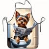 1pc Yorkshire Terrier Apron Suitable for Baking, Cooking, Cleaning - Cute Yorkie Dog Reading Newspaper Design with Yorkie Print, Durable Reusable Bib 