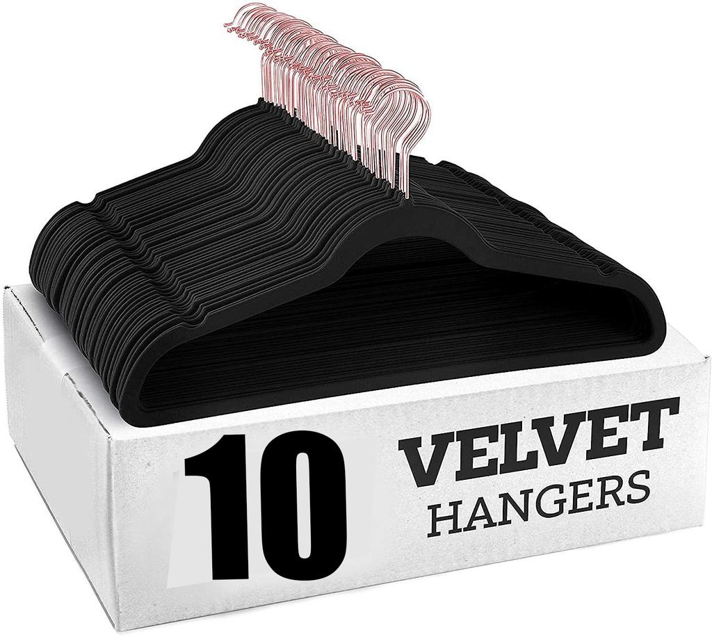 10PCS Velvet Non-Slip Clothes Hangers,45CM Space Saving Ultra Slim Hanger for Coat Pants Dress,Wardrobe Storage Adult Magic Rack