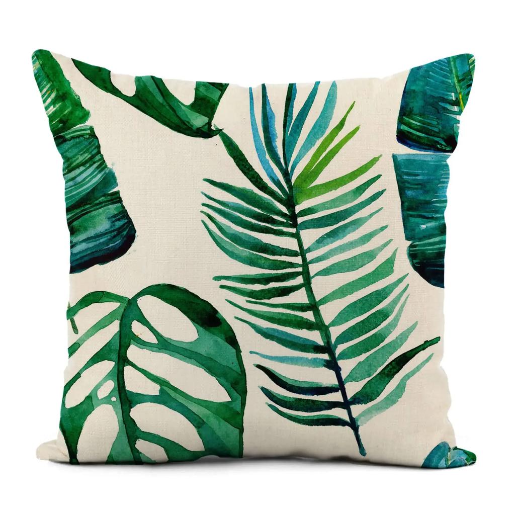 Home Decor Tropical Leaf & Bird Of Paradise Pillow Covers Pattern Cushion Cover Suitable For Sofa Bedroom Car Pillow Cover