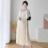 Versatile Plus Size Pleated Maternity Two-Piece Slip Dress