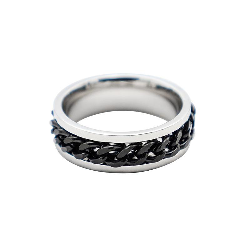 Personalized Men'S Rotatable Chain Titanium Steel Ring Niche Decompression Open Bottle Beer Ring