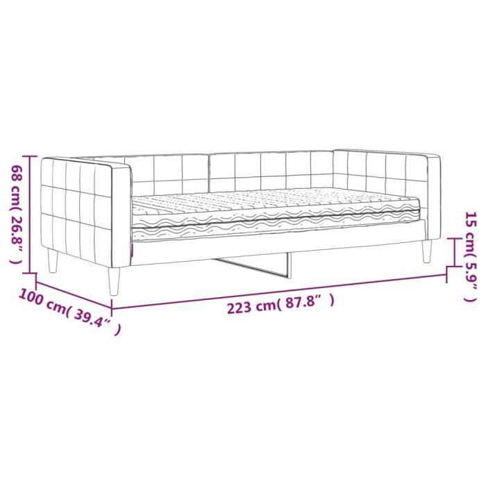 VidaXL Daybed with Mattress Dark Green 90x200 Cm Velvet 3196669